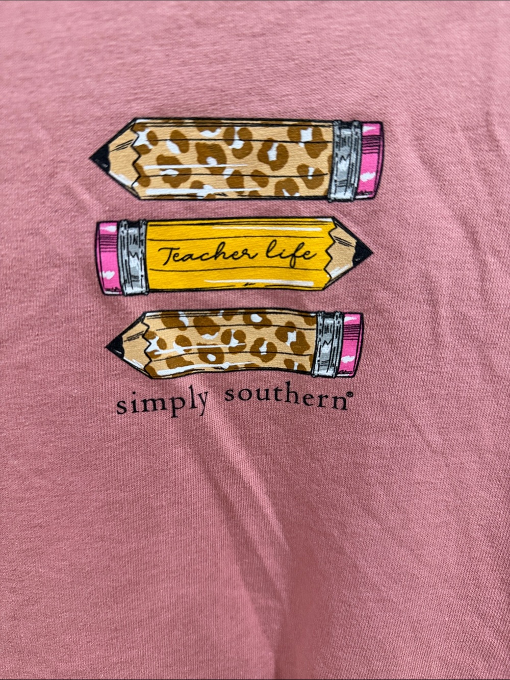 Simply Southern Long Sleeve Tee - Dusty Rose with Yellow Accent size extra large - Picture 4 of 8